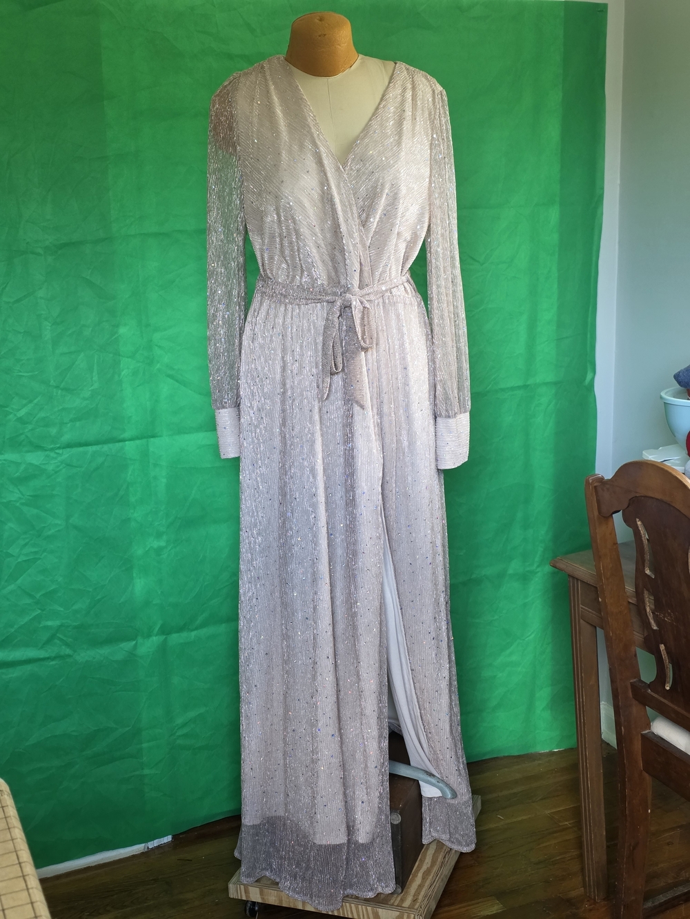 Baltic Born Cream Sheer Sparkle Trim Maxi Dress Event Black Tie Glam - Picture 1 of 16